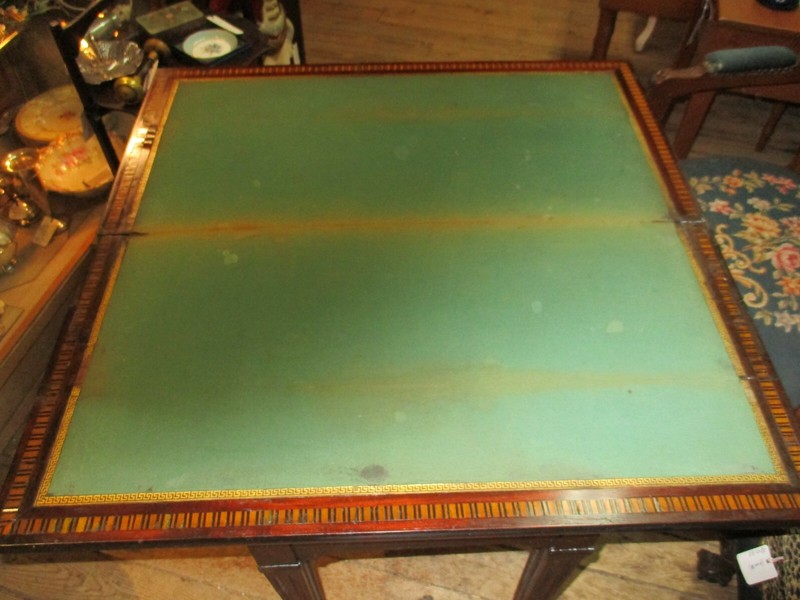 Antique Dutch Marquetry Inlaid Flip-top Game Table gallery