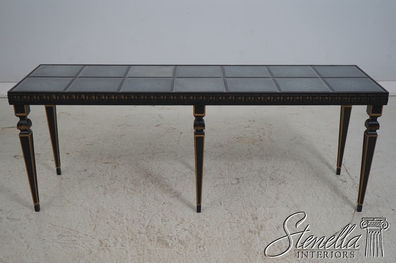 69703: Neoclassical Design Ebony & Gold Smoke Glass Top Console Table gallery