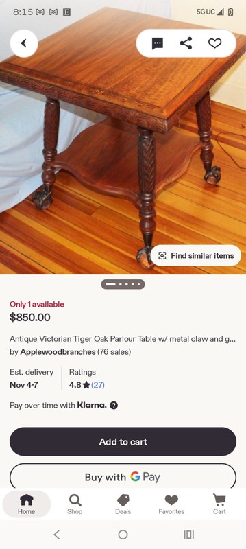 1900 Cherry Coffee Table Claw and Crystal Feet Vintage gallery