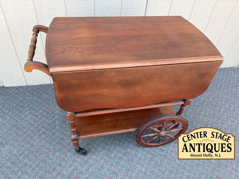 67844 Pennsylvania House Solid Cherry Wood Drop Leaf Tea Cart with Drawer