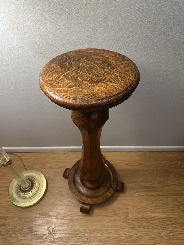 Mission Oak Arts Crafts Style Pedestal Plant Stand Early 20th Century