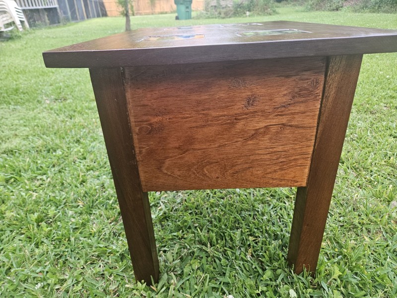 Antique Mission Style Tile Inlayed Walnut End Table 19th Century gallery
