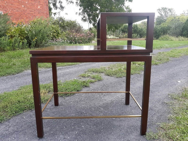 Edward Wormley,Dunbar,end table with brass stretchers