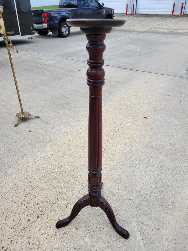 Antique English Hand Carved Mahogany Wood 54" Torchere Plant Stand gallery