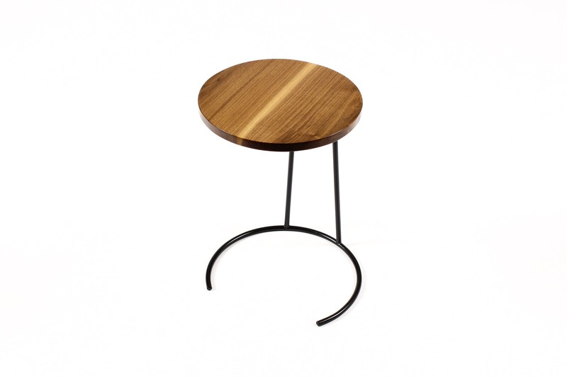 Mid Century Vintage Jens Risom Stacking Side Table Model #T-710 — Walnut + Iron