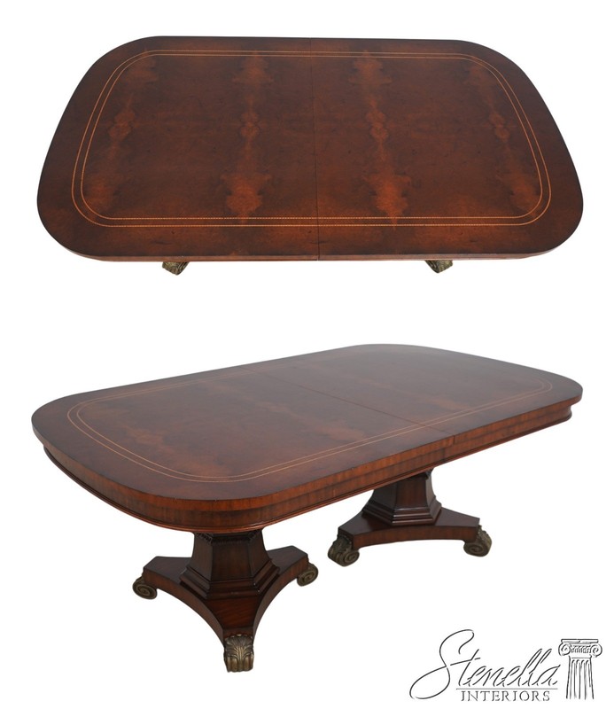 L70718: MAITLAND SMITH Mahogany Inlaid Double Pedestal Dining Table