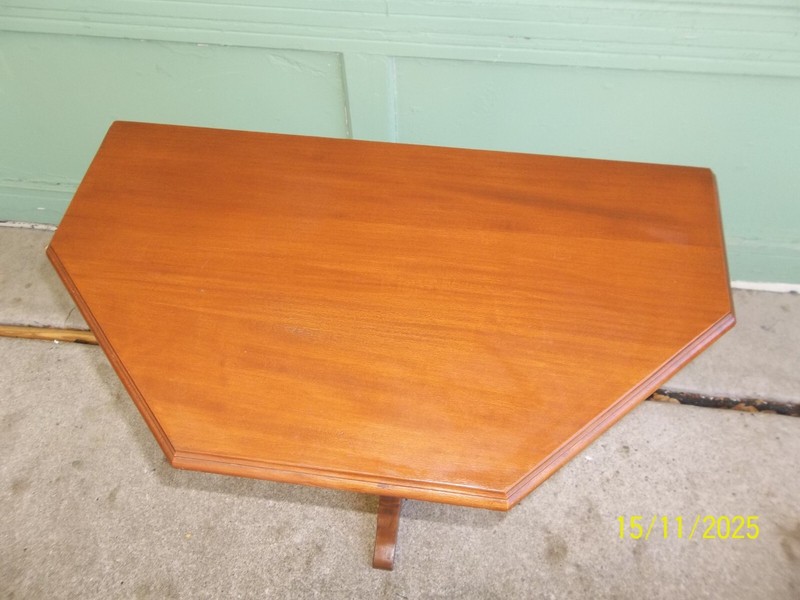 Beautiful Vintage Antique Mahogany 3 Legged Demilune Console Table gallery