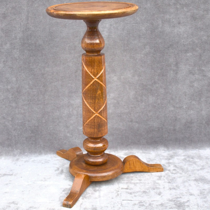 Anitque solid wood pedestal bonsai table carved column home decor US TARIFFS INC gallery