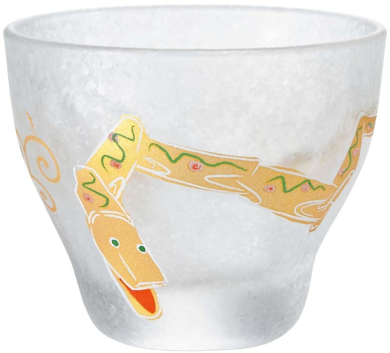 Sake Cup, Auspicious Zodiac Snake Design 90ml Choko Sake Glass Made in Japan