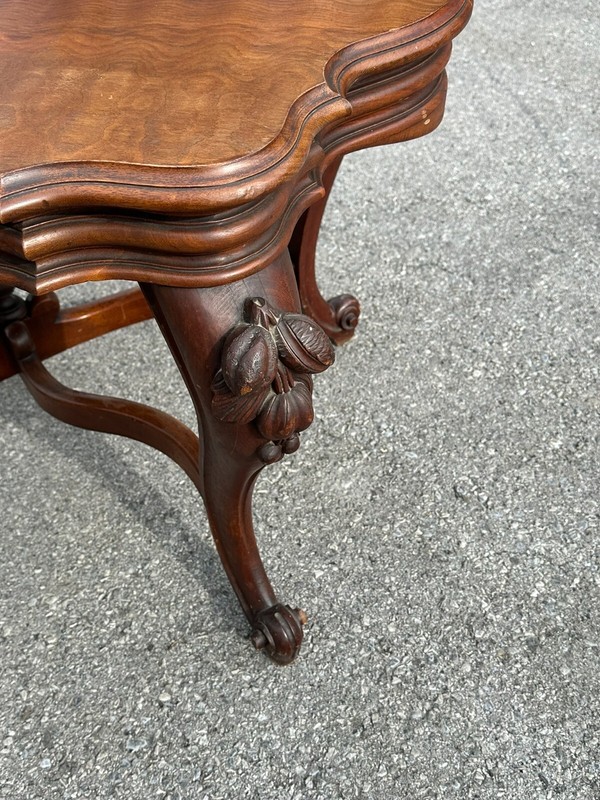 antique carved victorian parlor table center stand 1870 clean turtle top gallery
