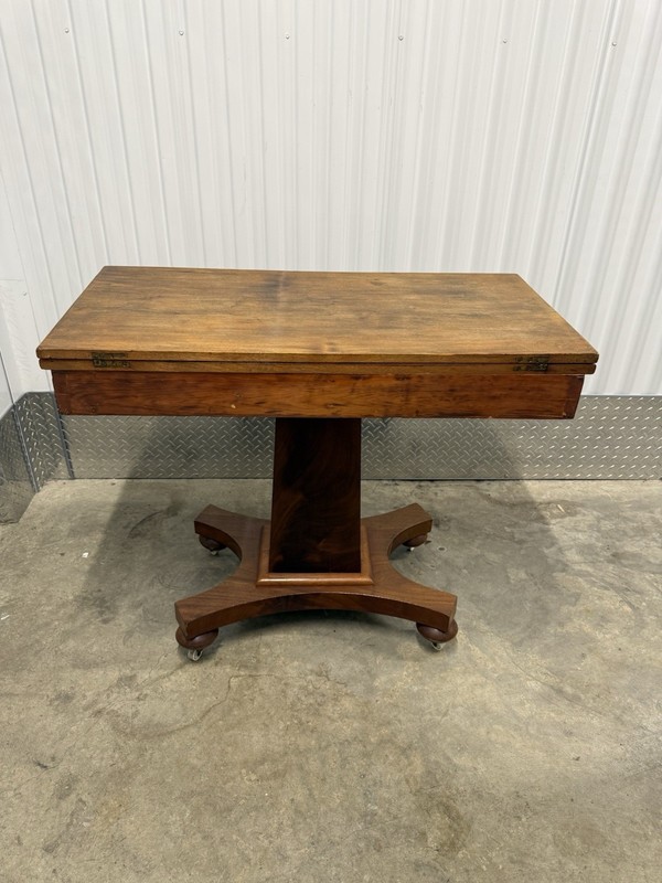 Vintage Mid Century Table With Swivel Top And Storage On Wheels gallery