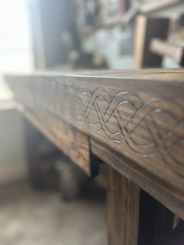 Handmade Woodburnt Celtic Knot Style Desk gallery