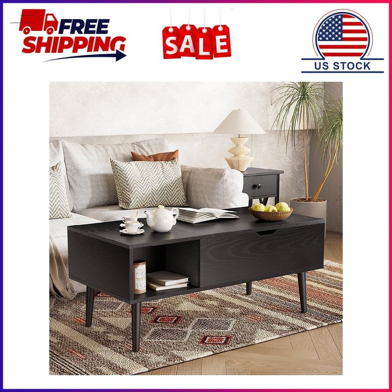 Gianna 39.4″Lx19.6″Wx17.4″H Wood Lift Top Coffee Table with Hidden Compartment