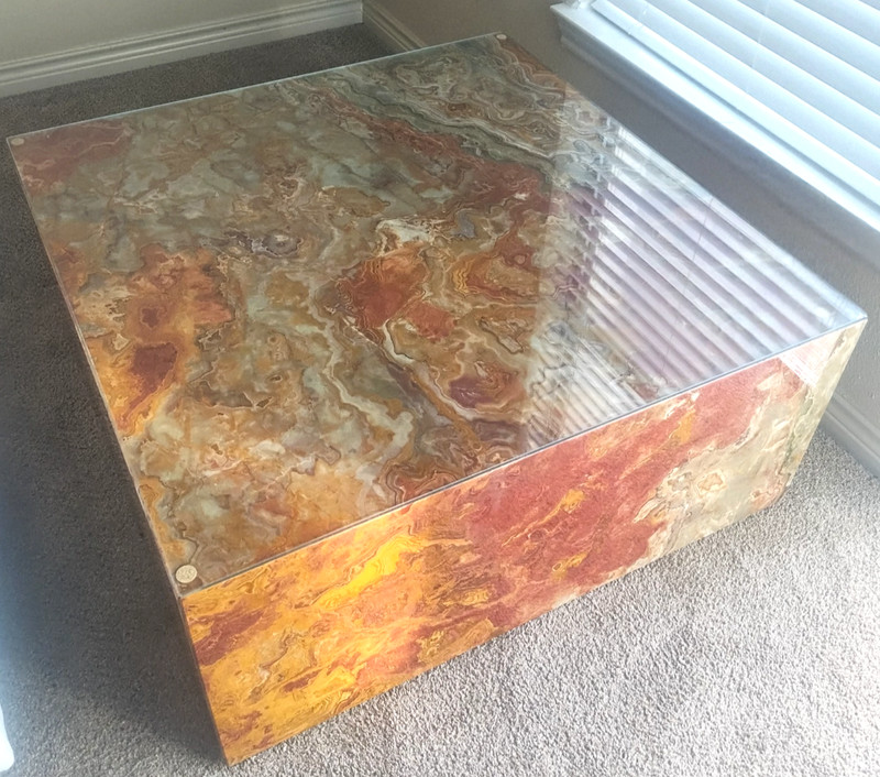 1970s Italian Marble Coffee Cocktail Square Table Mid Century Postmodern 36"