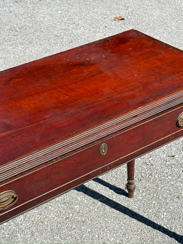 antique cherry sheraton console game card table 1 drawer 1820 old finish gallery