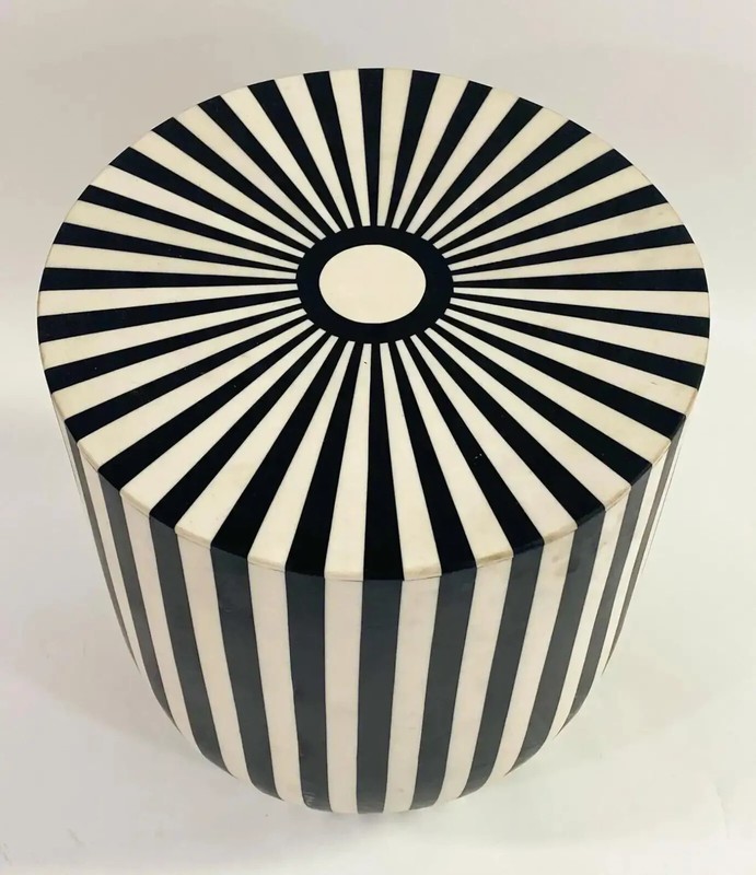 Art Deco Style Black and White Resin Side, End Table or Stool gallery