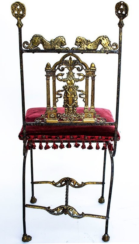 1920's Oscar Bach Telephone Cabinet & Chair - Bronze & Marble gallery
