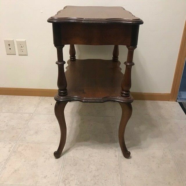 Antique Mahogany Flip-Top Game Table Two Tier with Louis XV Turned Legs gallery