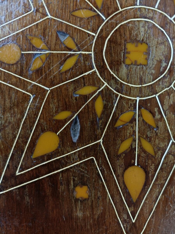 Small Vintage Side Occasional Wine table Vintage carved wood Inlay Louis XV legs gallery