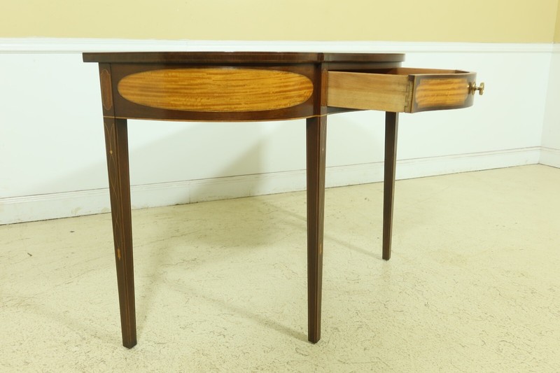 L52585EC: KINDEL Winterthur Highly Inlaid Mahogany 1 Drawer Console Table gallery
