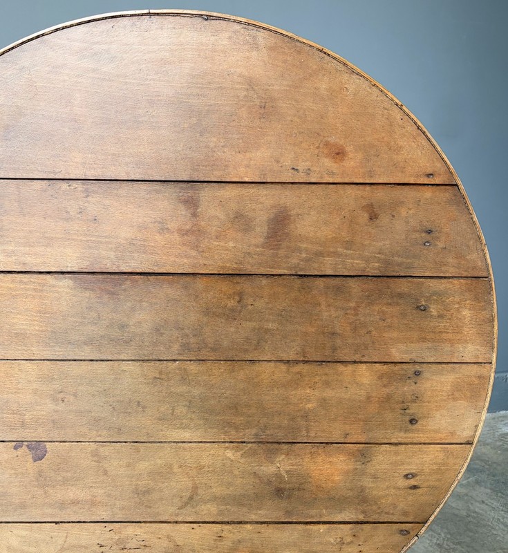 Antique French Solid Oak and Ash Rustic Wood Wine Tasting Table Tilt Top gallery