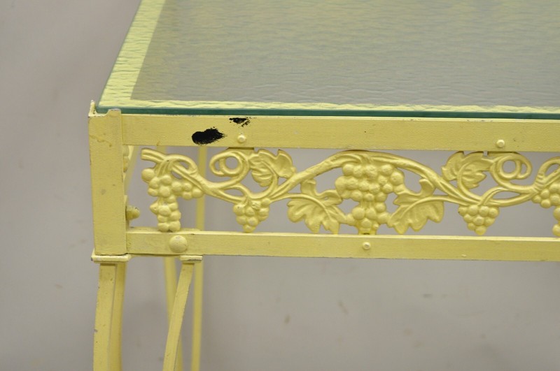 Vintage Art Nouveau Cast Aluminum Yellow Grapevine Garden Patio Side Table gallery