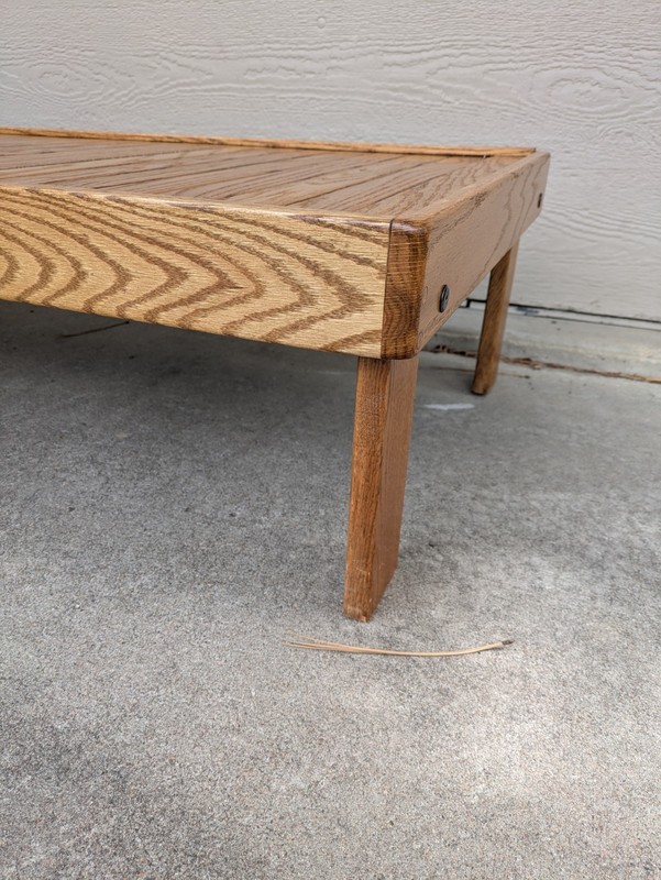 Vintage Rustic Solid Oak Slat Wood Low Coffee Table Mid Century Danish Modern B4 gallery