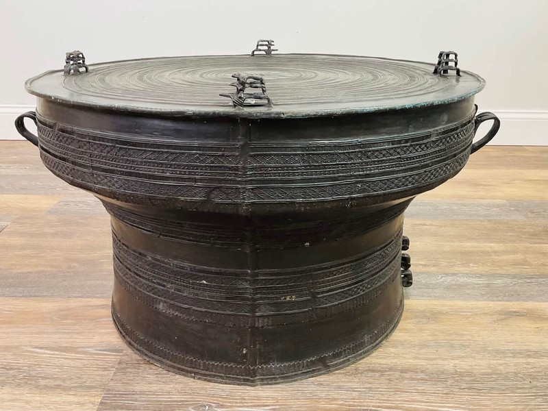 Southeast Asian Bronze Rain Drum Side Table
