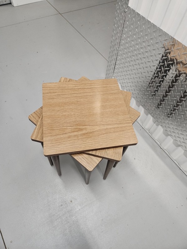 Vintage 1960s Mid-Century Modern Formica & Wood Set of 3 Nesting Tables MCM gallery