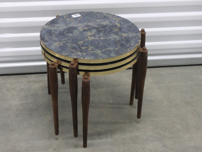 MCM Nesting Stacking Tables Faux Marble Spider Leg Set of Three gallery