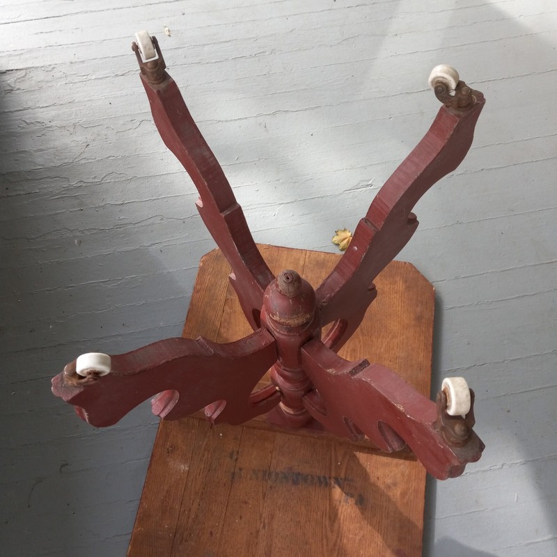 Antique Early Victorian Parlor table, painted red. Signed Uniontown, Pa gallery