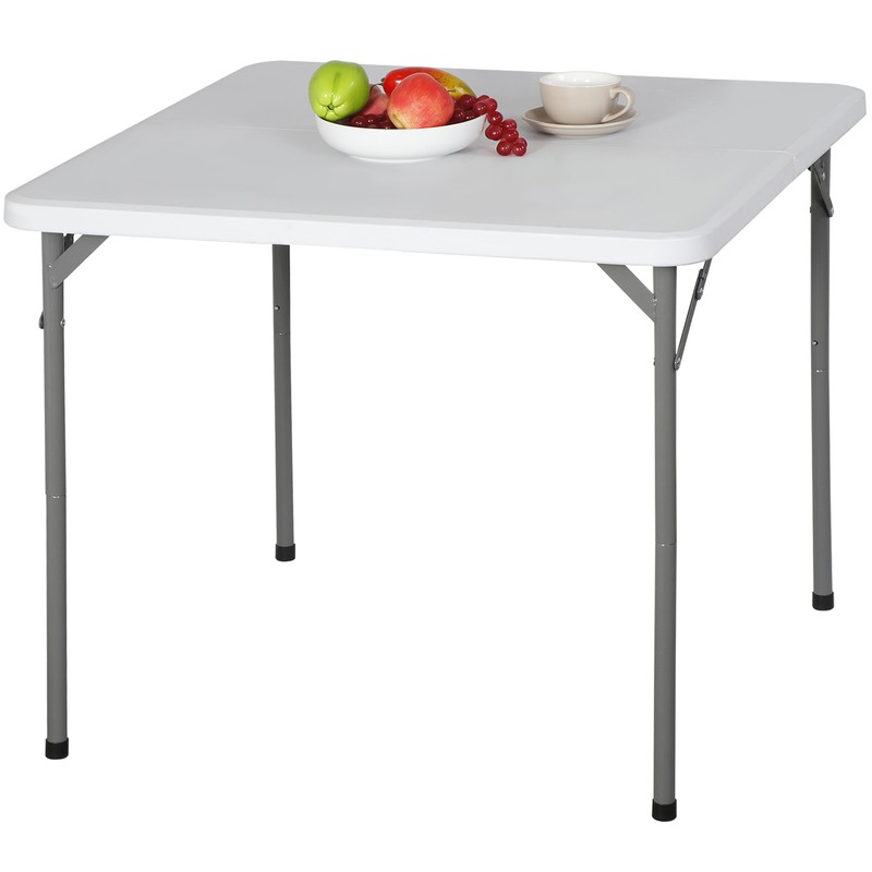 3 Foot Square Plastic Folding Table Dining Card Table for Wedding Event White