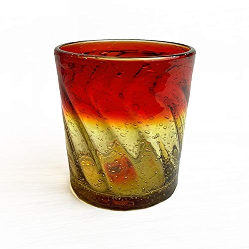 Ryukyu Glass Rocks Glass Okinawa Souvenir Churaumi Rocks Glass Red x Yellow