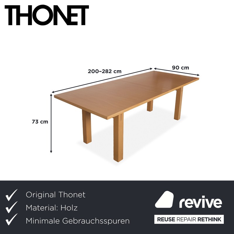 Thonet Solid Wood Dining Table Brown Extension Function 200-282 x 90 cm gallery