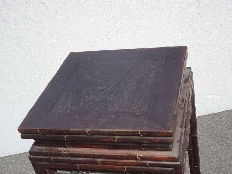 Vintage Oriental Asian Solid Carved Wood Plant Stand Side Table gallery