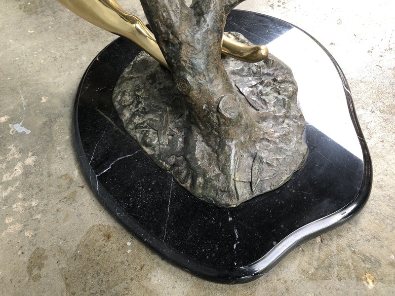 MAISON JANSEN Gilded Cast Bronze Jaguar Marble Coffee Table Mid Century gallery