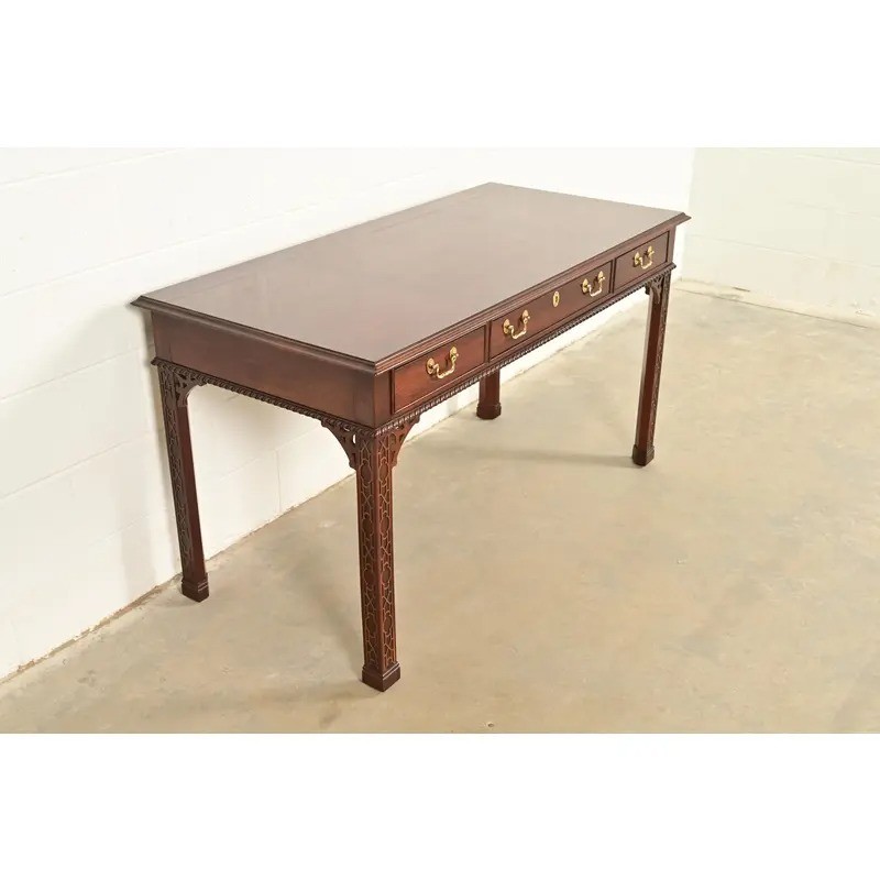 Councill Chippendale Carved Mahogany Writing Desk or Console Table gallery