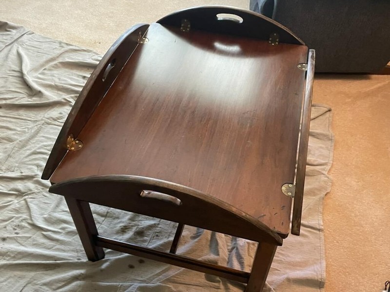 VINTAGE ANTIQUE WOODEN BUTLERS FOLD UP TABLE