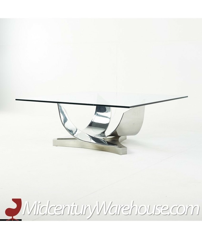 Ron Seff Polished Chrome, Stainless Steel and Glass Coffee Table gallery