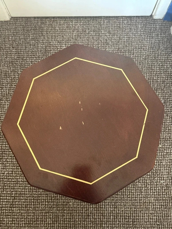Vintage Mahogany Octagonal Wine Table Tripod Pedestal Side Table gallery