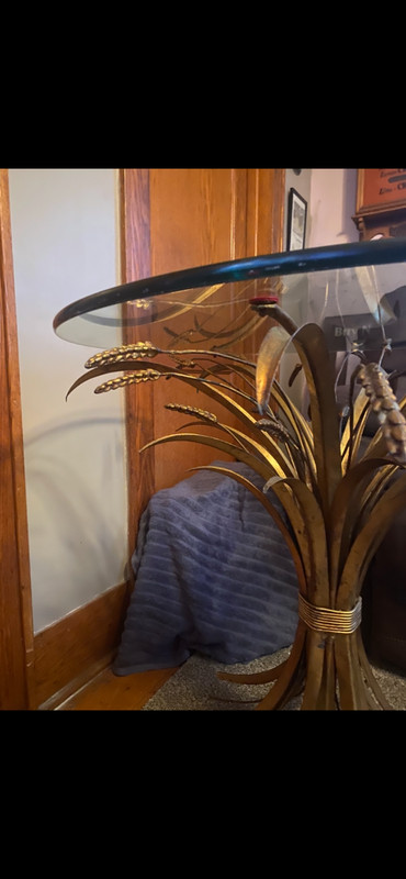2 MCM Coco Chanel Wheat Hollywood Regency Italy Gold coffee and tall tables Lot gallery