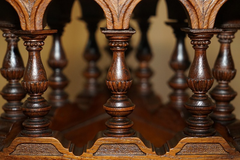 ANTIQUE VICTORIAN AESTHETIC MOVEMENT CARVED OAK ELM & MARBLE OCCASIONAL TABLE gallery