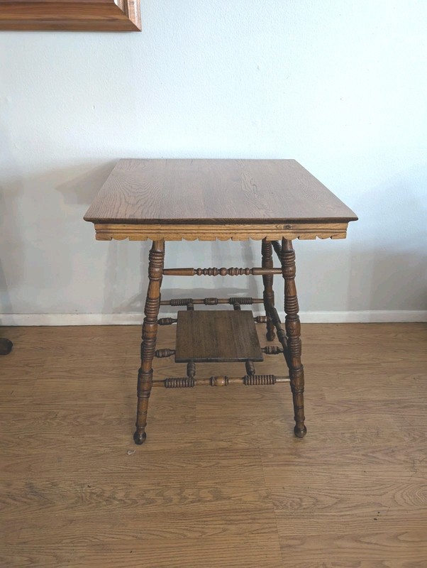 Antique Victorian Spindle Style Oak Accent Side Table gallery