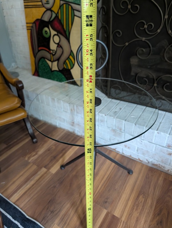 Gueridon Table Mid Century Modern Design Glass & Metal Tripod Base gallery