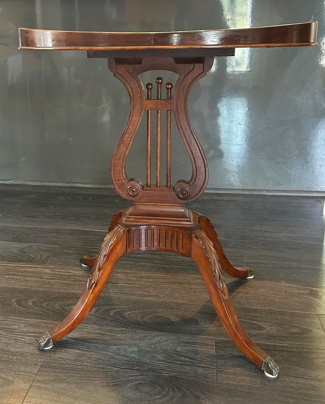 Antique - Mid-Century MERSMAN Lyre Harp Base Oval Side Table ~ Duncan Phyfe A1 gallery