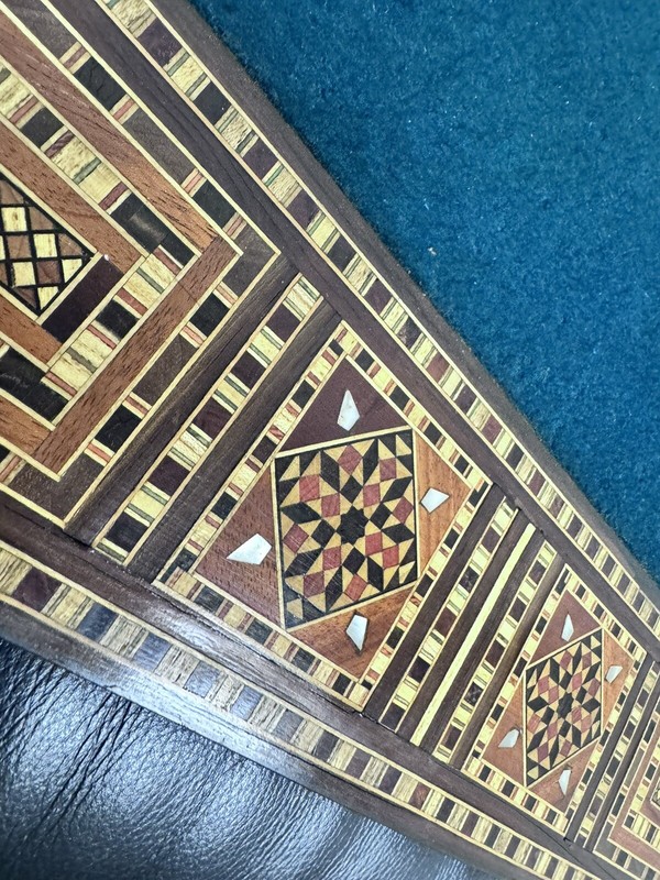 STUNNING SYRIAN DAMASCUS INLAID BACKGAMMON/CARD/ GAME TABLE, See Description. gallery
