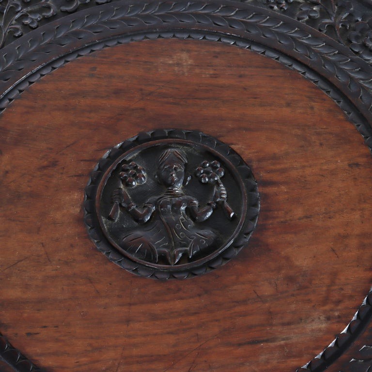 Antique Anglo Indian Figural Carved Rosewood Side Table With Elephants & Figure gallery