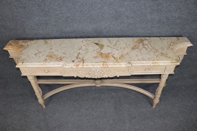 Signed Maison Jansen Marble Top Directoire Console Table with Certification gallery