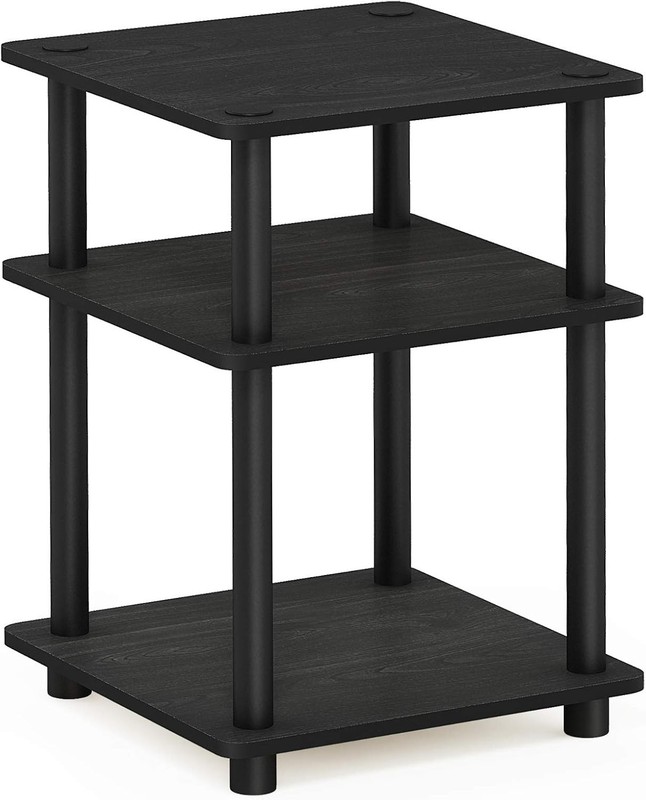 TURN-N-TUBE Side Table 3-Tier End Table Nightstand Blackwood
