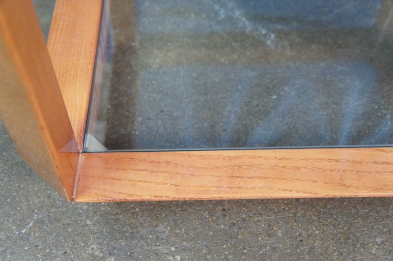 Mid Century Italian Modern Wood & Glass Square Cube Side End Table Minimalist gallery